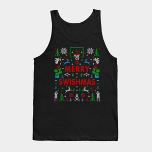 Merry Swishmas Basketball Ugly Sweater Party Christmas Basketball Player Fan Coach Tank Top